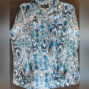 Jones New York Silky Blue and White Button Down size 10